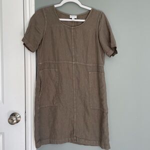 J. Jill Dress 100% Linen Soft Sage Green Pure Jill Garment Dyed Tunic Artsy